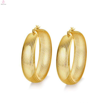 Gold big circle mesh earrings,big round gold mesh stud earrings